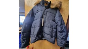 Bomboogie Children's Fur Lined Hooded Coat, Deep Blue, Size 14 Years