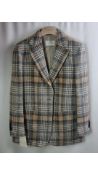 Suistudio Women's Pure Wool Jacket, Grey Plaid, Size 14 UK