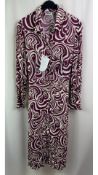 Claudie Pierlot Long Sleeve Printed Shirt Dress, Maroon/White, Size 40