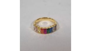 Thomas Sabo Sterling Silver 18K Gold Plated Colourful Stone Ring, Size 54, No Box