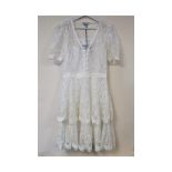 Liu Jo Women's Tiered Lace Dress, White, Size 12 UK