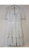 Liu Jo Women's Tiered Lace Dress, White, Size 12 UK