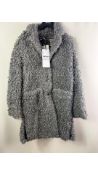 Geox Penelope & Monica Cruz Curl Faux Fur Flannel Coat, Grey, UK 8