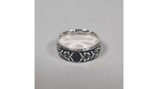 Thomas Sabo Sterling Silver Black Tiger Pattern Ring, Size 52, No Box