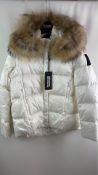 Bomboogie Girls Down Padded Jacket with Fur Hood, Optic White, Age 10