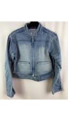 House of Sunny Women's Cropped Boxy Racing Jacket, Denim Blue, Size UK 8