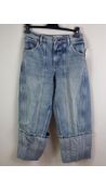 Free People Women's Olsen Cuffed Barrel Jeans, Blue, Size 24