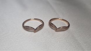 Two Pandora Rose Gold Brilliant Leaves Rings, Size 54