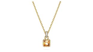 Swarovski Chroma Pendant, Square Cut, Yellow, Gold-Tone Plated 5648749