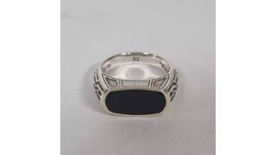 Thomas Sabo Sterling Silver Black Onyx Signet Ring, Size 52, No Box