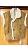 Zoe Shearling Women's Suede Vest, Light Brown, Size XS/S