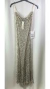 Never Fully Dressed Bridal Sequin Cowl Neck Midaxi Dress, Champagne, Size 10