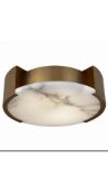 Visual Comfort Melange Large Flush Mount Lamp, Antique Burnished Brass Alabaster
