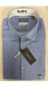 Michael Kors Men's Airsoft Stretch Regular Fit Shirt, Blue, Size L