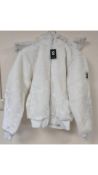 Carola Sportswear Unisex Fluffy Hooded Full Zip, White, Size Small