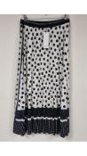 Oui Women's Polka Dot Midi Skirt, Off White, Black, Size 10