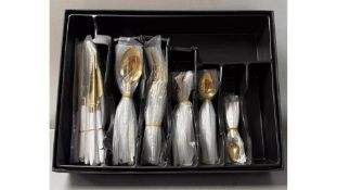 Dilay Collection Cutlery Set, White/Gold. Box damaged. OVER 18's ONLY