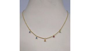 Thomas Sabo Women's Yellow Gold Multi Color Drops Necklace, 45cm