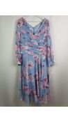 Condici Mother of The Bride Dress, Blue/Pink Floral, Size 14 UK