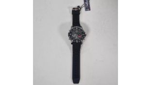 Martyn Line Dual Time Chronograph Rubber Men's Watch, Black