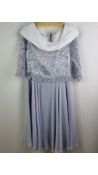 Condici Mother of The Bride 3/4 Sleeve Dress, Size 12 UK, Grey & Off White