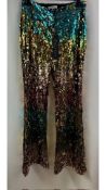 Halpern Women's Flip Sequin Stovepipe Trousers, Multicoloured, Size 40