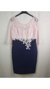 Condici Mother of The Bride 3/4 Sleeve Dress, Size 12 UK, Pink & Navy