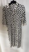 Oui Womens Button Up Polka Dot Dress, Black/White, Size 38