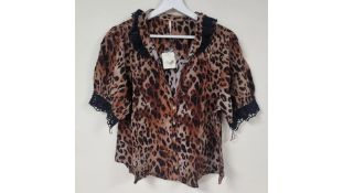 Free People My Love Blouse, Leopard Print, Size M