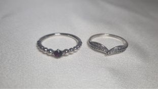 Two Pandora Sterling Silver Rings, Size 58