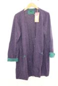 Gudrun Sjoden Long Wool Cardigan, Purple/Green, Size L