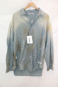 Acne Studios SHIR000870 Distressed Effect Button-Up Shirt, Grey/Sand/White, EU 46
