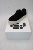 Eytys Doja Suede Trainers, Black/Cream, UK 6