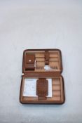 Glencreag Leather Cedar Wood Cigar Case, Brown. OVER 18's ONLY