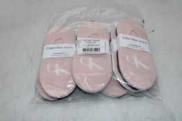 Six Packs of Calvin Klein Jeans Women's Footie High Cut Socks, Pink/White/Black, One Size, 3 Pairs P
