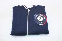 Jacadi Kid's Full Zip Varsity Style Cardigan, Marine/Gris, Size 10Y/140cm