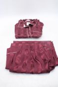 Chelsea Peers Satin Star Stripes Jacquard Long Pyjama Set, Burgundy, UK 10