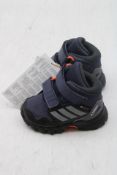 Adidas Toddlers Terrex Skychaser Mid Gore-Tex Hiking Shoes Blue/Grey/Black, UK 2K, No Box