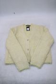 Maje Missionette Cropped V Neck Stretch Knitted Cardigan, Yellow, Size 1