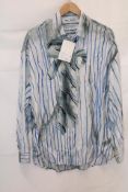 Acne Studios SHIR000890 Printed Button-Up Shirt, Blue/Multi, EU 44