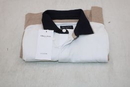 Eden Park Polo Shirt, Marine/White/Tan, Size M