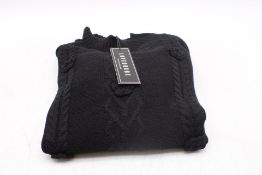 Lovedrobe Cable Knit Flora Applique Jumper, Black, UK 12/14
