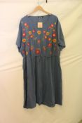Two Bloomchic Floral Print Dresses to include 1x Blue/Multi, Size 30, 1x Black/Multi, Size 30
