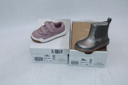 Two Clarks Kid's Shoes to include 1 X Urban Solo Trainers, Dusty Pink, UK 4.5, 1 X Joyful Sky Girls