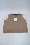 Theory Crewneck Shell Cashmere Top, Royal Camel, Size L