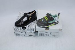 Two Clarks Kid's Shoes to include 1 X Lock Shine, Black Patent, UK 8.5, 1 X Steggy 2 Park Toddler Tr