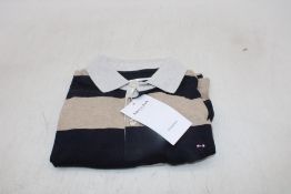 Eden Park Striped Polo Shirt, Beige/Navy/Grey, Size M