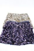 Two Zara Sequin Skirts to include 1x Size M, Navy, 1x Size M, Camo