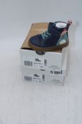 Two Clarks Kid's Cove Kind Toddler Boots, Navy, 1x UK 4, 1x UK 7. Box damaged
