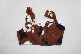 Racil Nandi Floral-Print Crepe De Chine Bra Top, Brown, Size 36